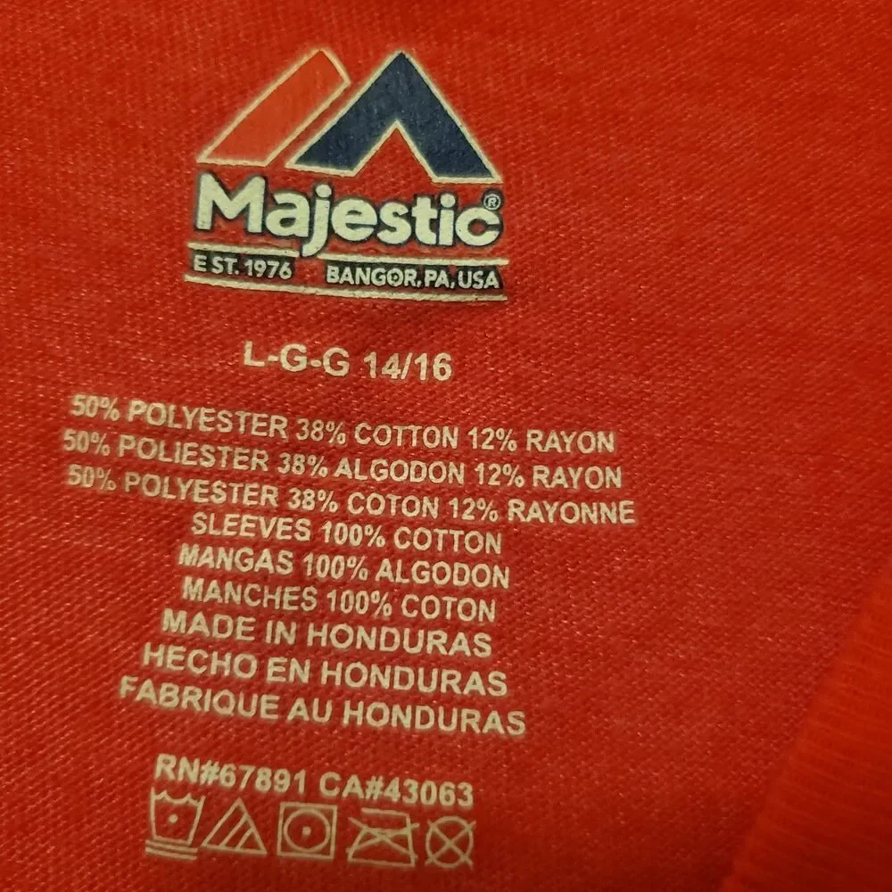 Majestic Los Angeles Angels MLB Youth L 14/16 Red 3/4 Sleeve Raglan T-Shirt - Picture 7 of 12